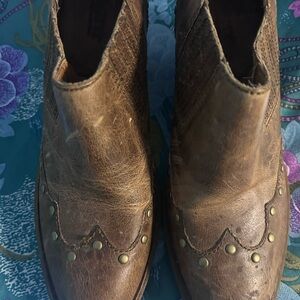 Born Brown Leather Boot with Embossed Oval Logo